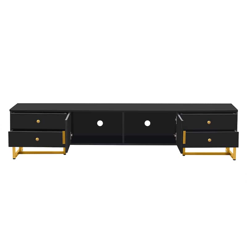 Wood Storage TV Stand for 65 Inch TV with Cabinet, 4 Drawer