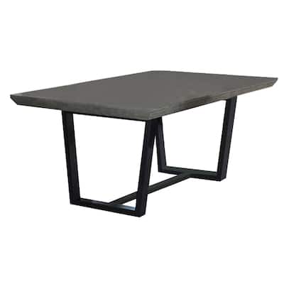 Wooden Dining Table with Angled Frame Base and Extendable Leaf, Gray