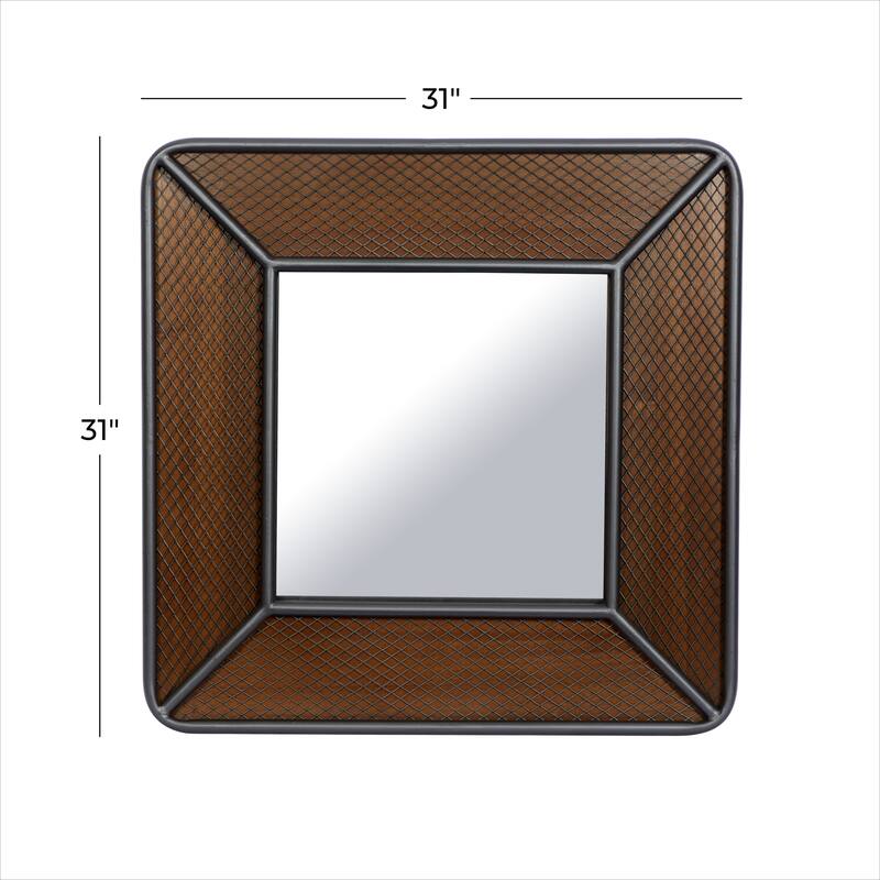 Brown Wood Industrial Wall Mirror 32 x 32 x 2 - 32 x 2 x 32