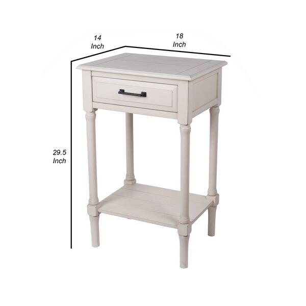 Jared 30 Inch Classic Accent End Table with Drawer and Shelf, Antique ...