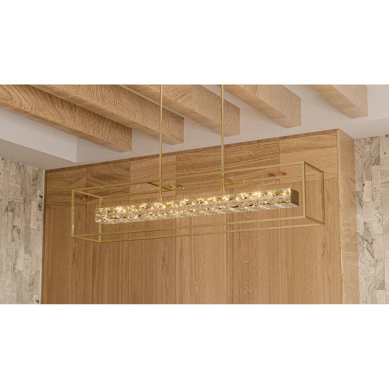 Dazzle Integrated LED Soft Gold Linear Chandelier
