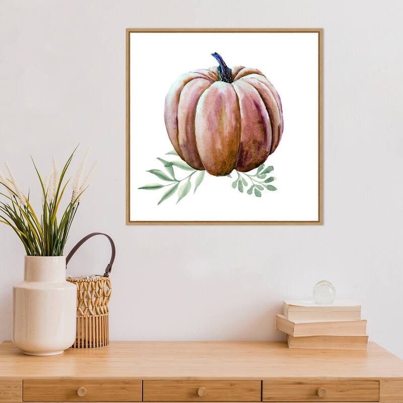 Amanti Art Pumpkin Watercolor Framed Canvas Wall Art