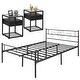 preview thumbnail 11 of 17, 3-pieces Platform Bed Frame and Glass Top Nightstands Set of 2 Full - Black Nightstands