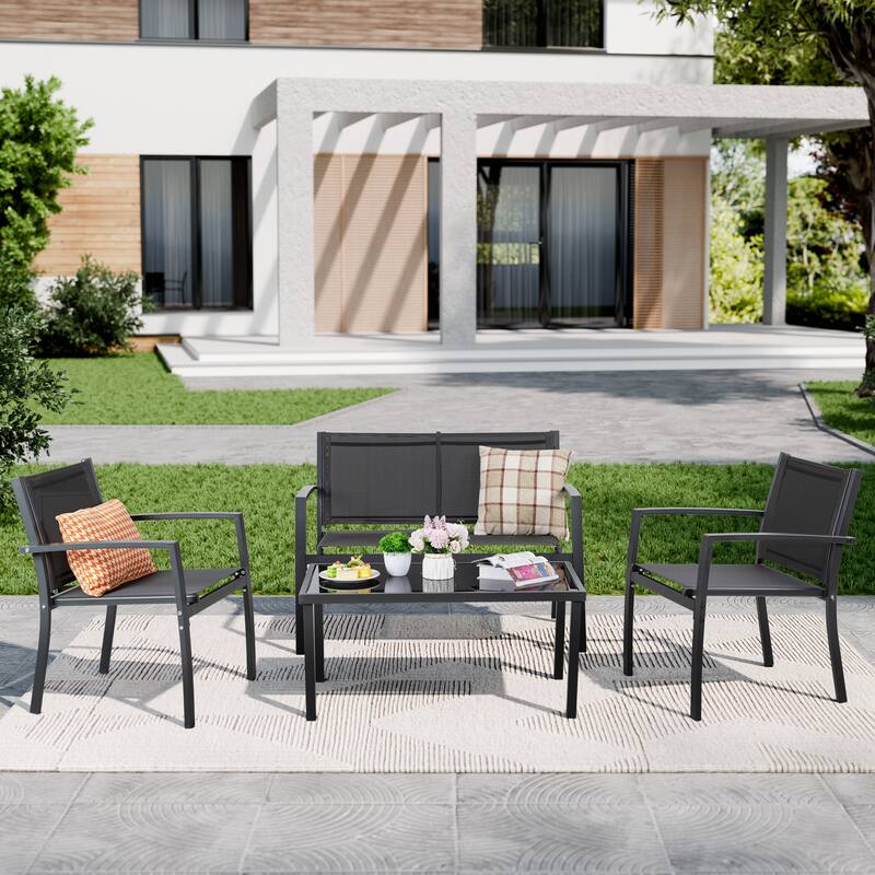 Futzca 4-Piece Patio Outdoor Bistro Set - Grey