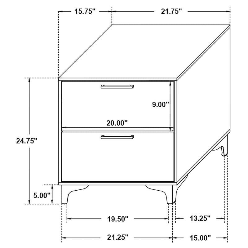 Kendall Contemporary 2-drawer Nightstand
