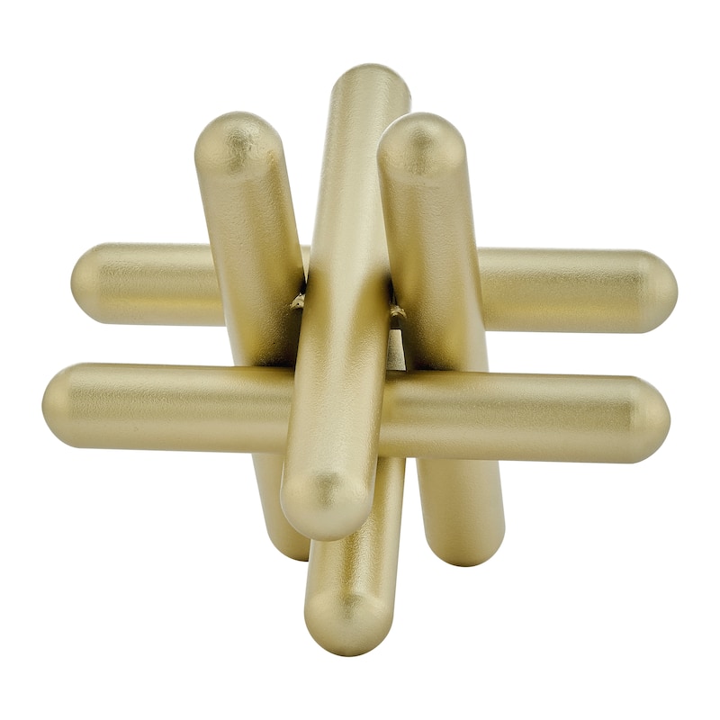Danya B. Large Abstract Gold Finish Textured Metal Geometric Sculpture