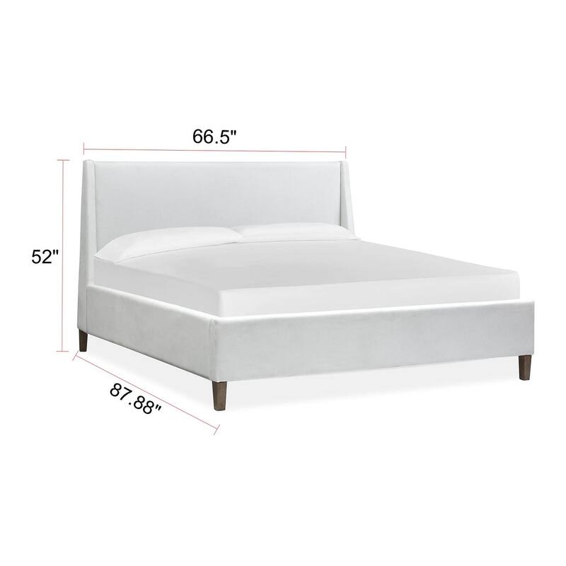 Magnussen Home Lindon Belgian Wheat And Coffee Bean White Upholstered Island Bed
