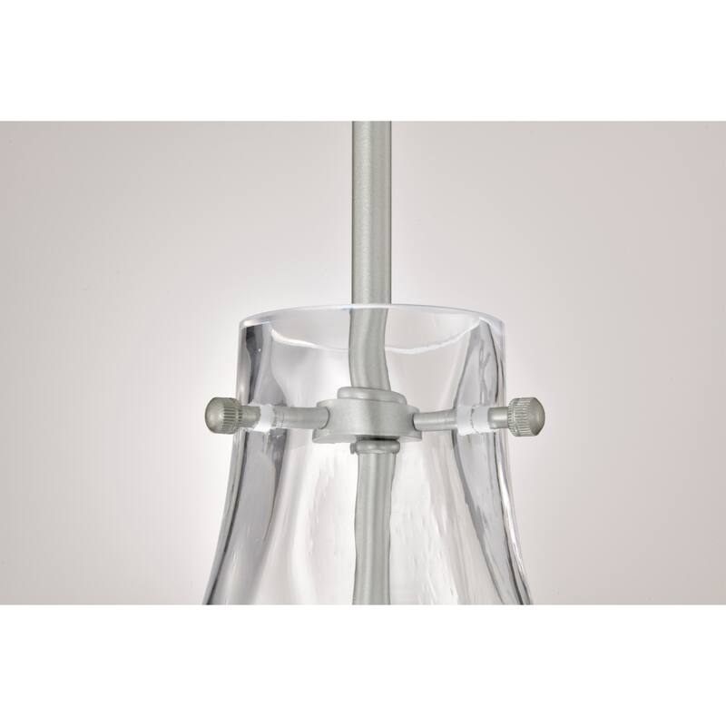 Clear Dimpled Cylindrical Glass Pendant Ceiling Light - 12in