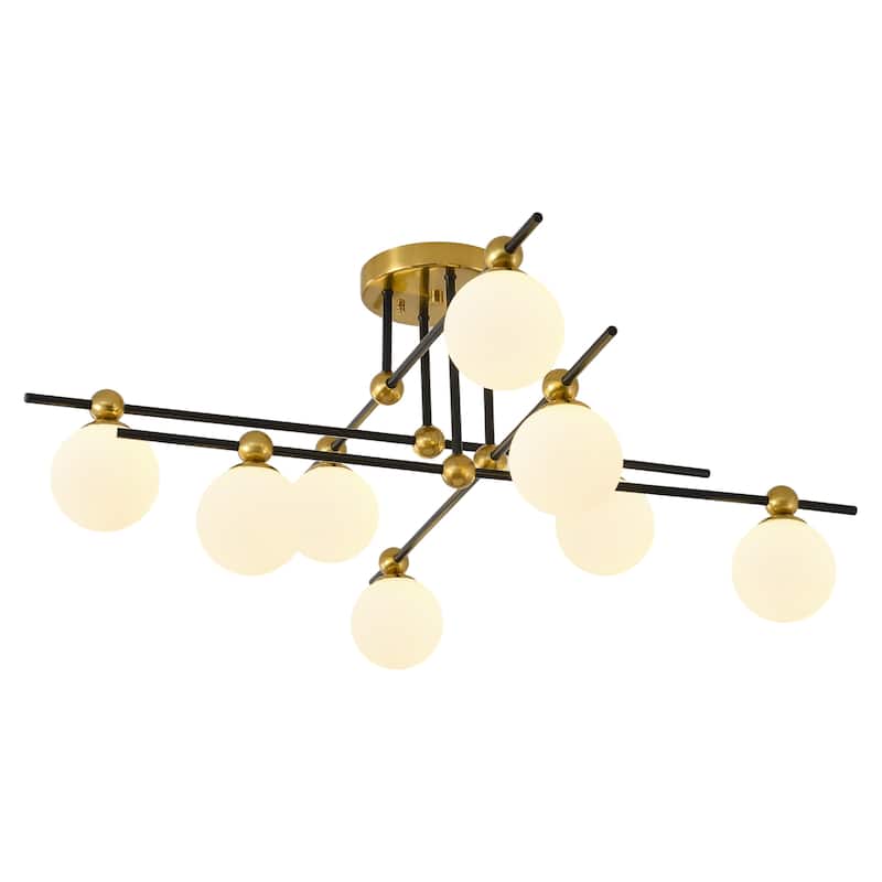 8 - Light Dimmable Sputnik Sphere Semi Flush Mount - Brushed Gold