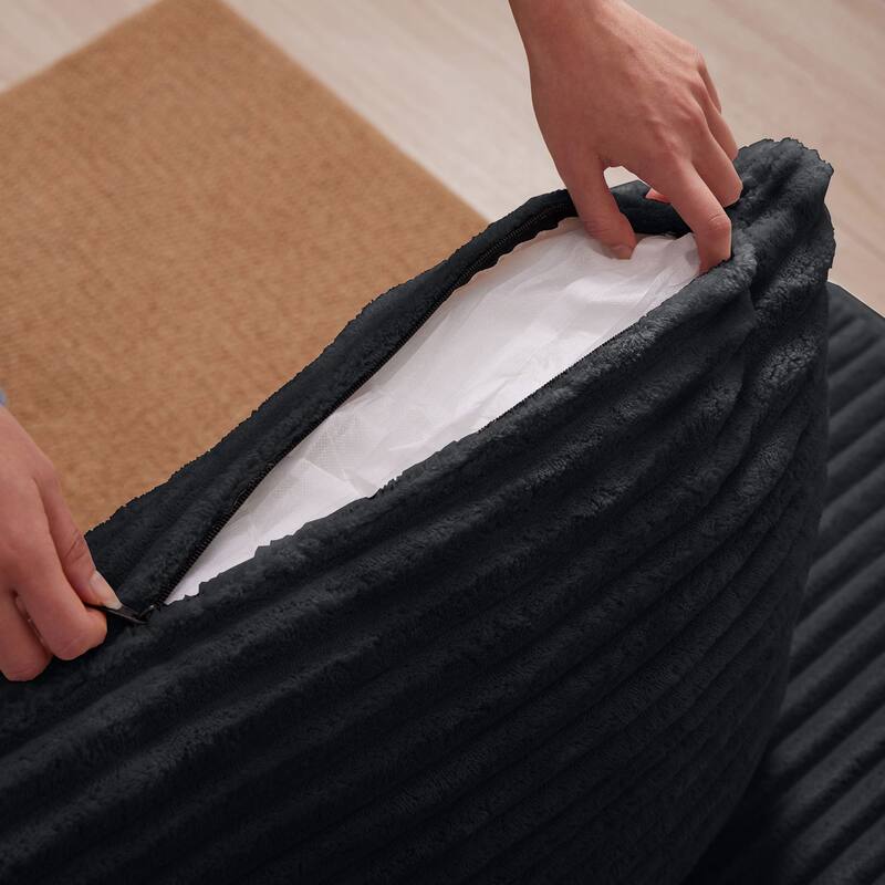 102.76" Corduroy Cloudy L Shaped Sofa with Chaise and Pillows