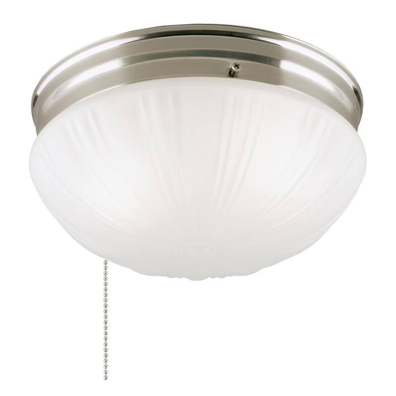 Westinghouse Two-Light Flush-Mount Interior Ceiling Fixture with Pull Chain - Brushed Nickel