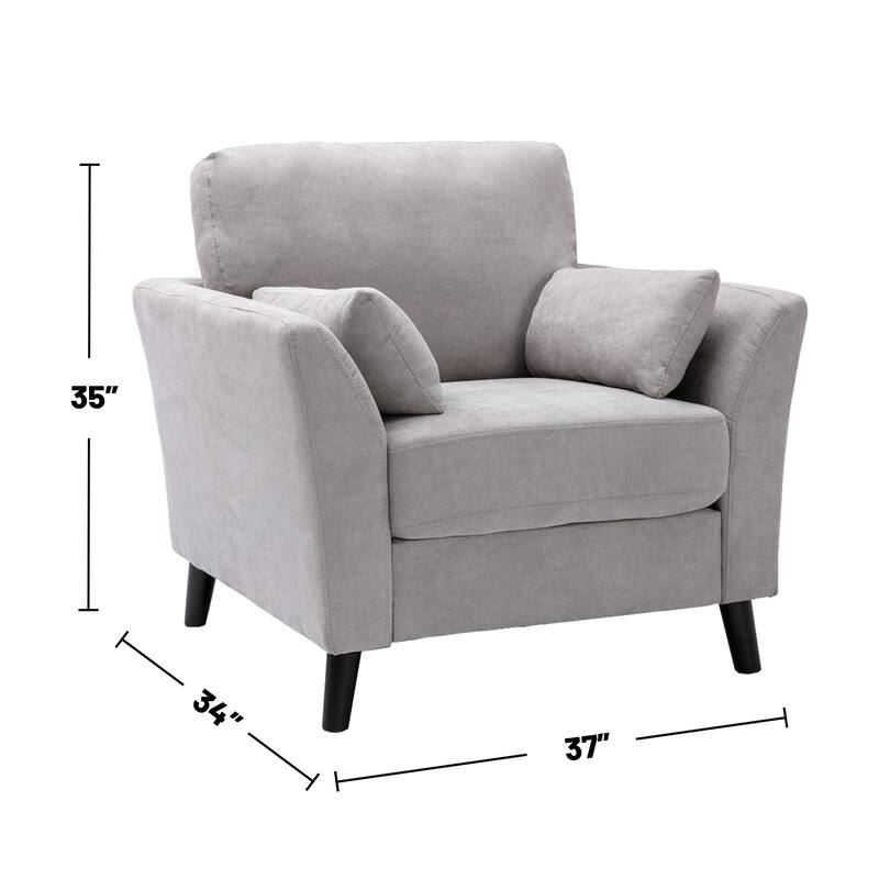 Velvet Upholstered Fabric Chair with 2 Pillows