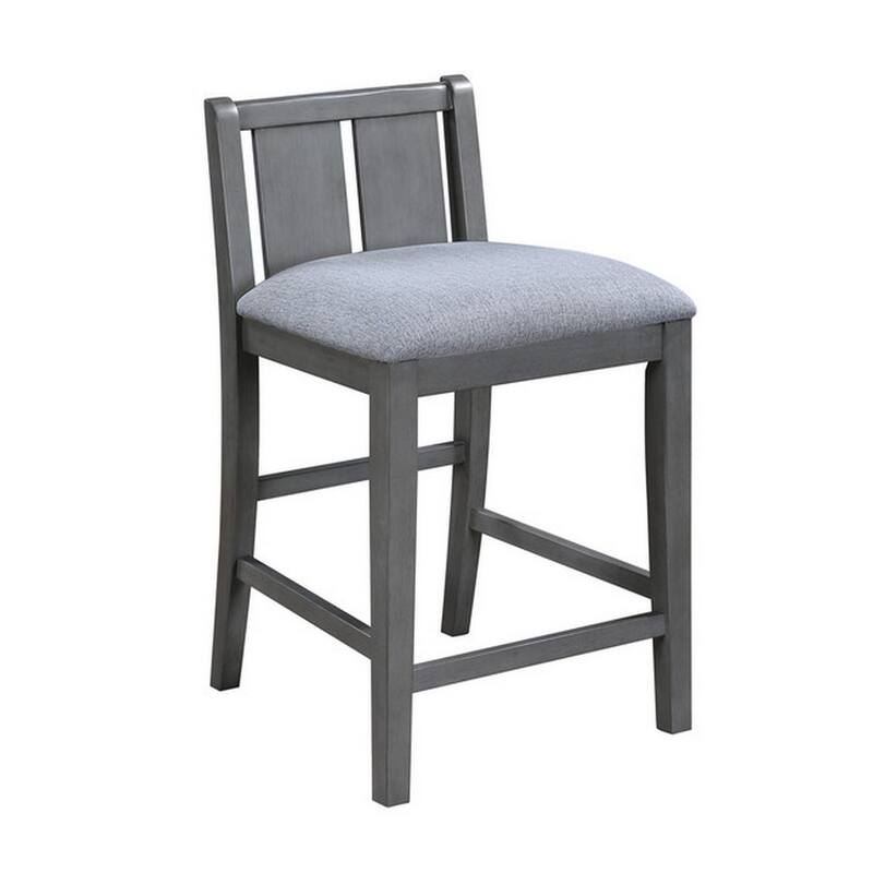 Ham 3 Piece Counter Height Compact Dining Table, Chair Set, Gray Wood