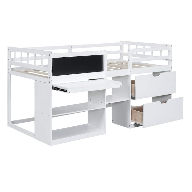 Low Loft Bed With 6 Storage Drawers, Twin Loft Bed With LED