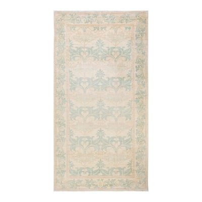 Overton Hand Knotted Wool Vintage Inspired Modern Contemporary Arts & Crafts Ivory Runner Rug
