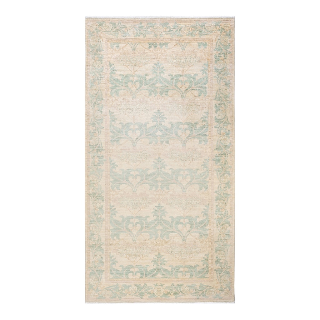 Overton Hand Knotted Wool Vintage Inspired Modern Contemporary Arts & Crafts Ivory Runner Rug