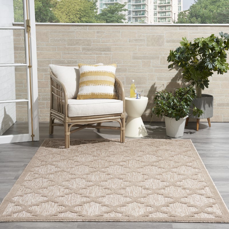 Nourison Easy Care Indoor/Outdoor Moroccan Trellis Area Rug - 2' x 4' - Natural/Beige