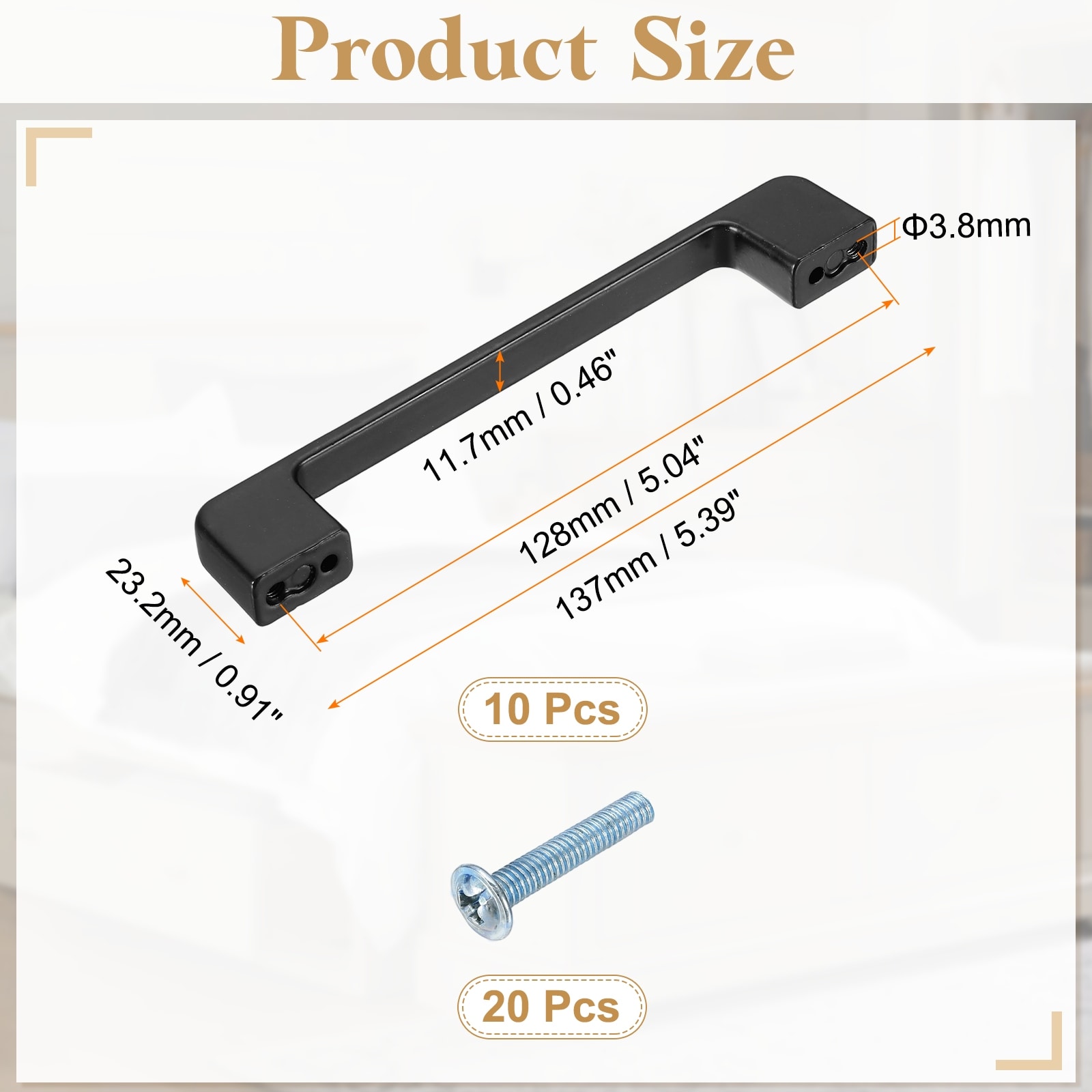 Kitchen Cabinet Handles, Aluminum Alloy Hole Center Wide Base Cabinet Pulls Drawer Handle Hardware - Black