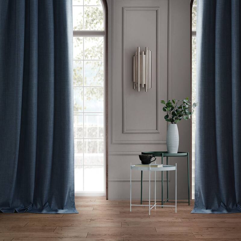 Exclusive Fabrics Performance Linen Luxury Blackout Curtains (1 Panel) - Thermal Insulation, Elegant Blackout Drapery