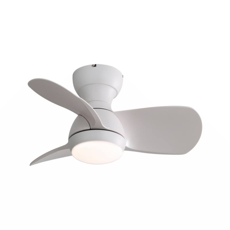 23 Inch Bedroom Ceiling Fan With 3 Color Dimmable 3 ABS Blades Remote Control DC Motor Black With 18W Led Light - White
