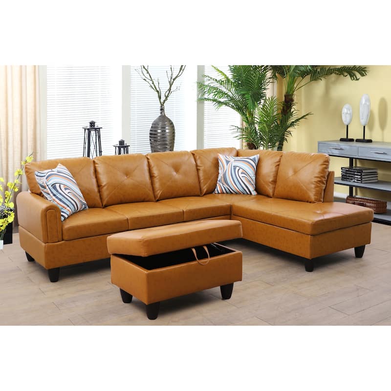 3-Pieces Sectional Sofa Set,Amber(09001B)