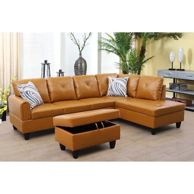 3-Pieces Sectional Sofa Set,Amber(09001B)