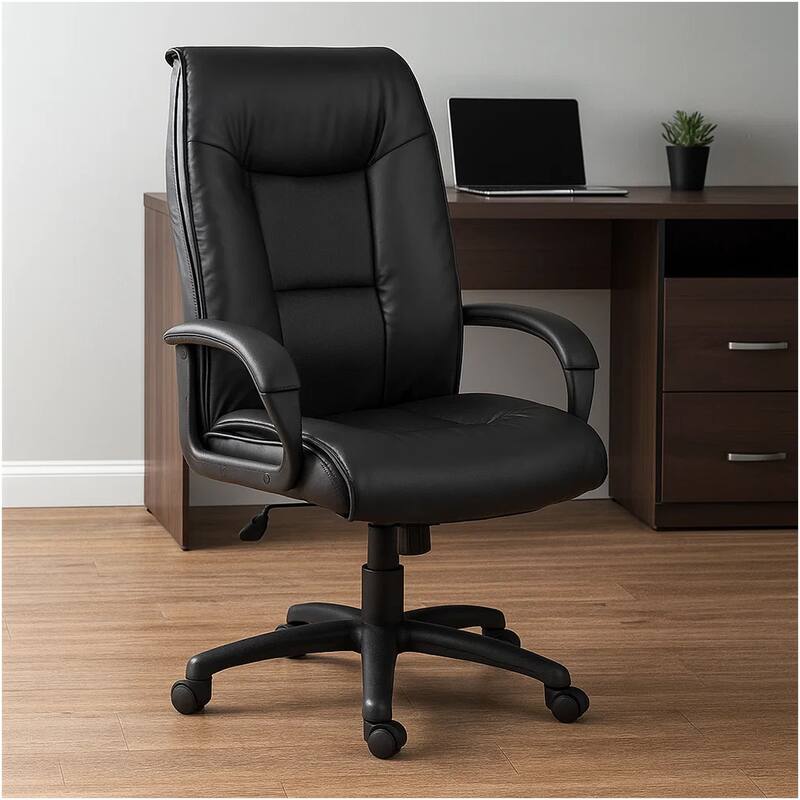 Executive Office Chair with Padded Arms, Faux Leather, Tilt Tension
