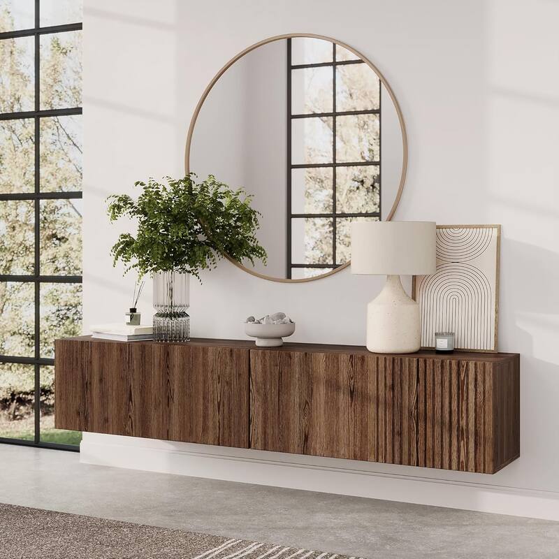 Living Skog Camelia White 59 in. Floating TV Stand Fits TV's up to 65 in. with Wall Mount Feature