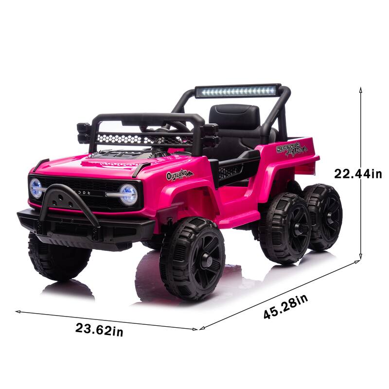 12V Kids Ride On 6-Wheel electric truck car W/Parents Control,Six-Wheel Suspension,Four motors,Power display,Searchlight