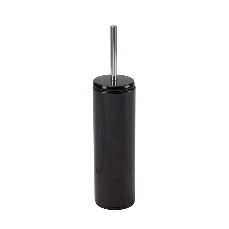 Bath Bliss Modern Aluminum Deluxe Stainless Steel Toilet Brush with Removable Liner in Black