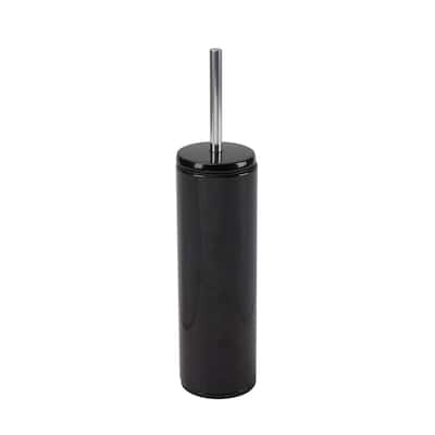 Bath Bliss Modern Aluminum Deluxe Stainless Steel Toilet Brush with Removable Liner in Black