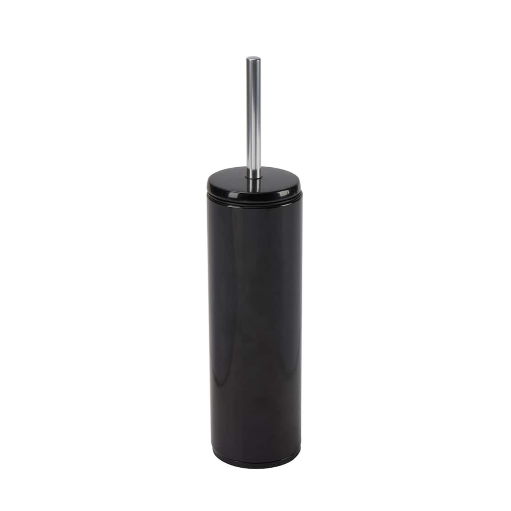 Bath Bliss Modern Aluminum Deluxe Stainless Steel Toilet Brush with Removable Liner in Black
