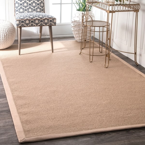 slide 2 of 22, Nuloom Handmade Alexa Cotton-bordered Jute Rug 10' x 14' - Beige