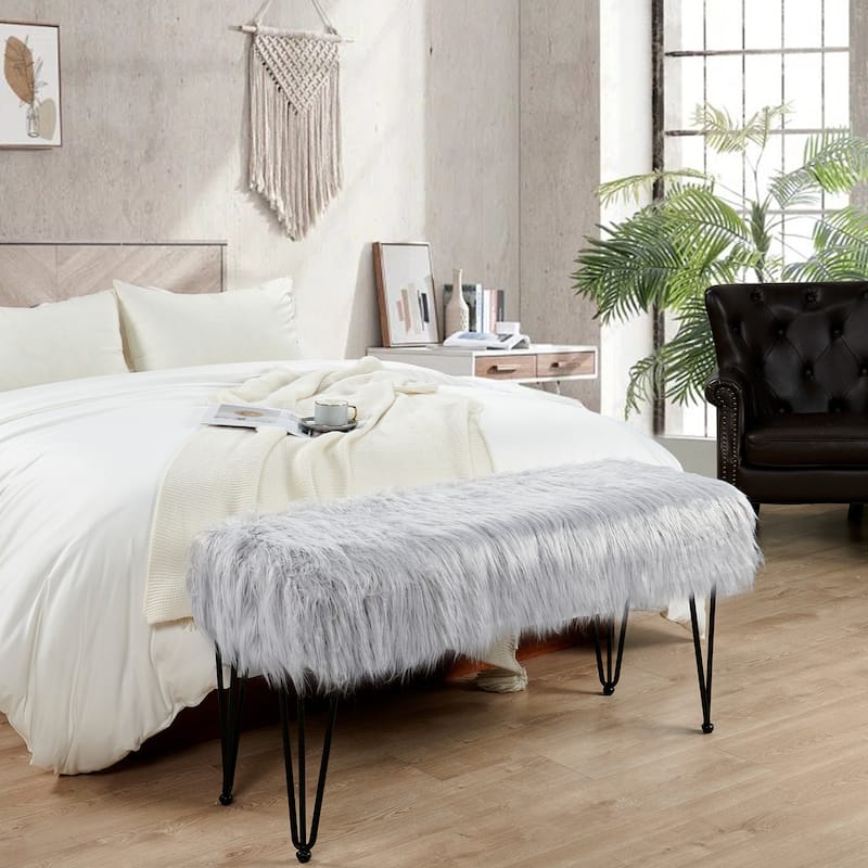 Mongolian Fauxfur Ottoman