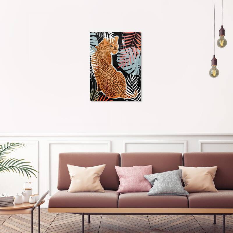 Wynwood Studio Canvas Animals Hot Cheetah Lime Orange and Tangerine Modern & Contemporary Wall Art Canvas Print - 30 x 20
