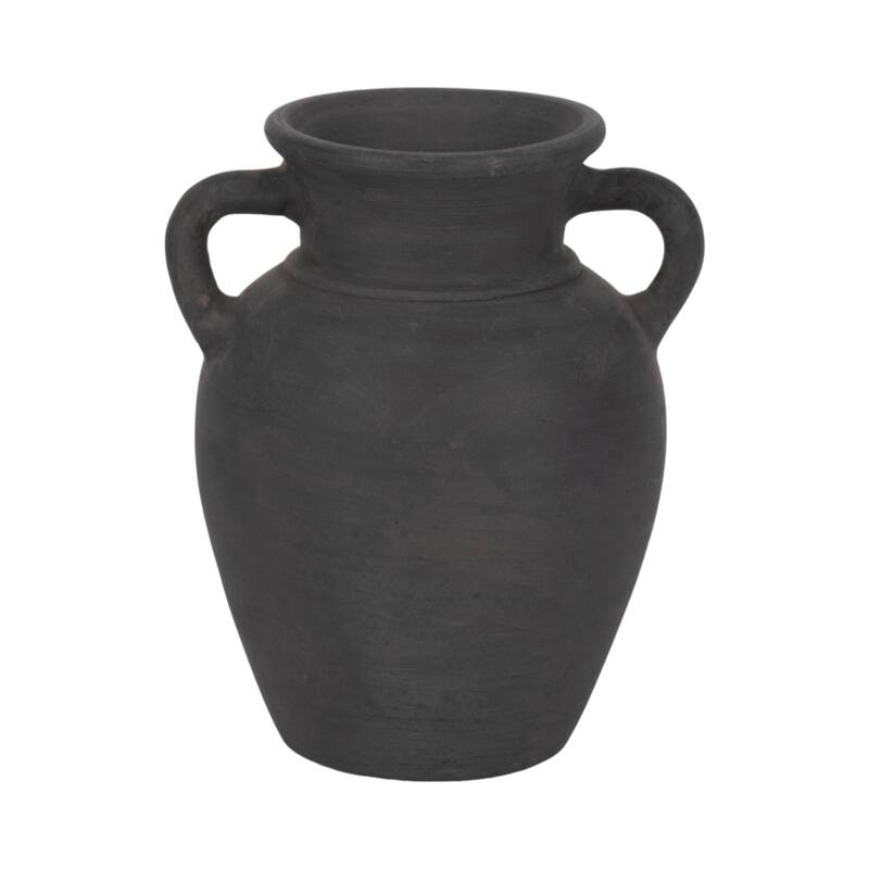 Handcrafted Terracotta Pottery Vase with Amphora Shape and Handles