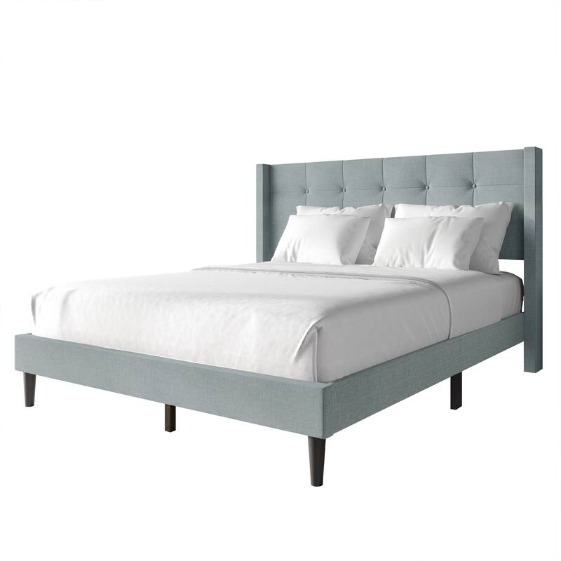 CraftPorch Elegance Wingback Upholstered Linen Bed