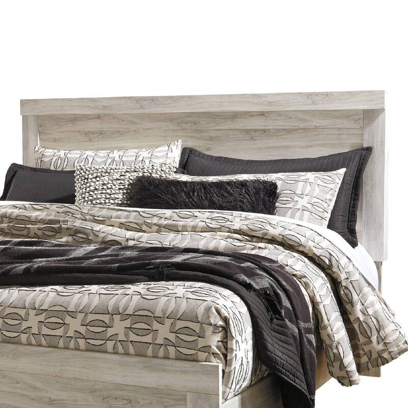 Simon King Panel Bed, Bordered Headboard and Footboard, Whitewash Wood