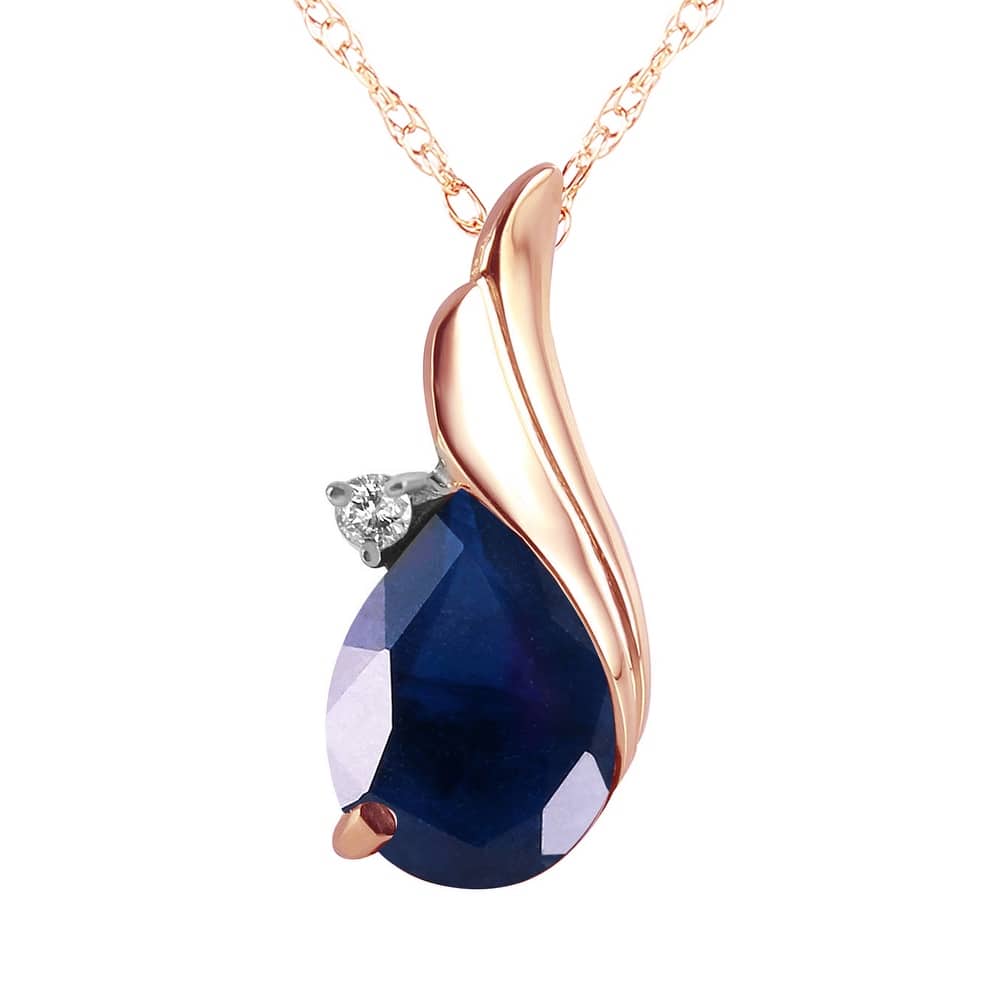 2.53 14K Solid Gold Gemstone Natural Diamond & Sapphire Necklace