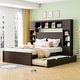 preview thumbnail 1 of 14, Queen Size Wooden Bed with Trundle, Cabinet, and Sockets, Espresso Espresso