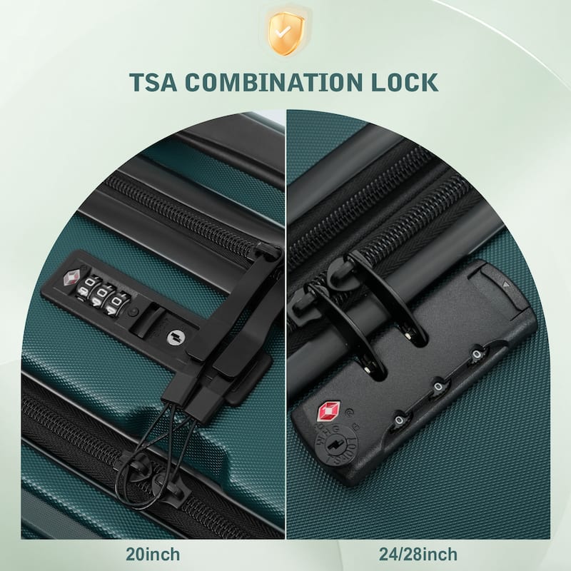 Luggage Sets 5 Piece with Front Opening, Hardside Expandable Carry On Suitcase Set with Double Spinner Wheel with USB Port