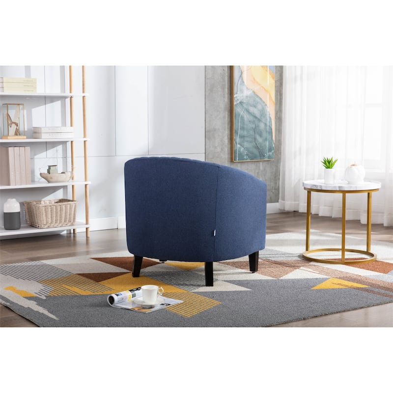 Club Chairs with nailheads and solid wood legs - Navy Blue Linen