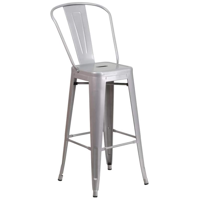 4 Pack 30" High Metal Indoor-Outdoor Barstool with Back - Kitchen Furniture