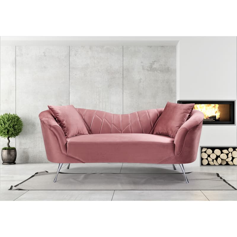 Flores Velvet Loveseat - Rose