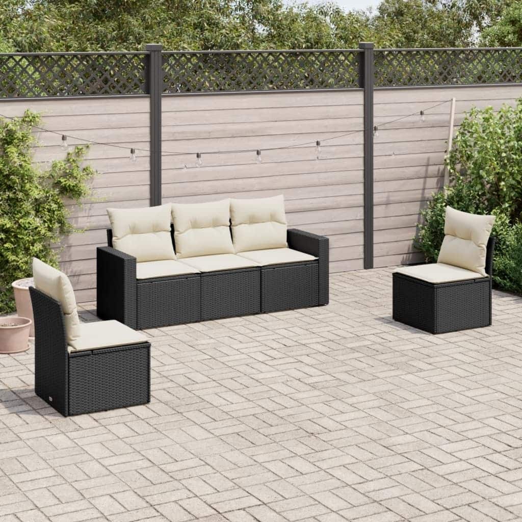 vidaXL Garden Sofa Set Black PE rattan, powder-coated steel Large - 24.4 x 25.8 x 27.2