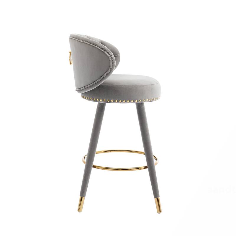2PCS Counter Height Bar Stools With Solid Wood Legs