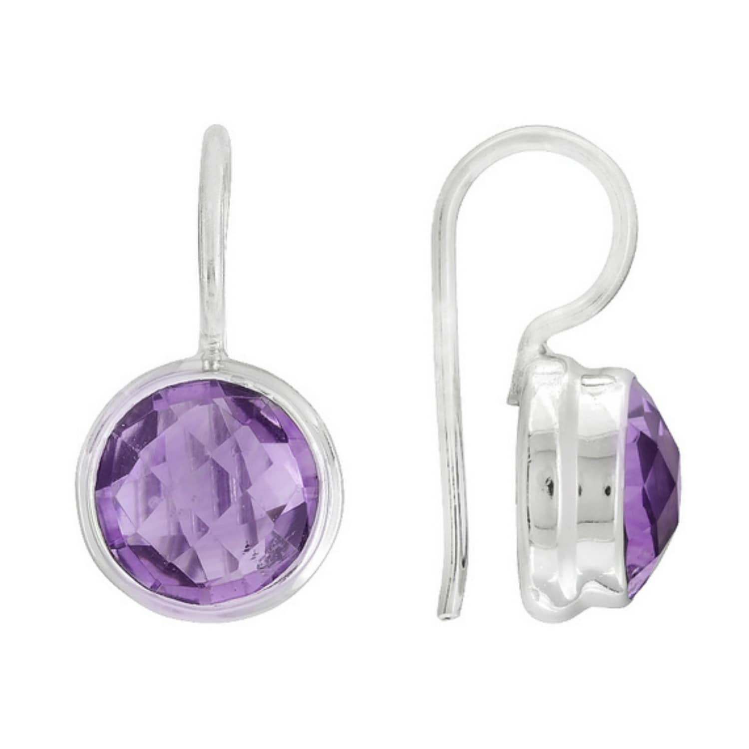 Pinctore 925 Sterling Silver Brazilian Amethyst Dangle Earrings