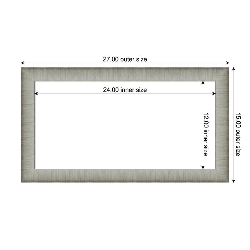 Amanti Art Elegant Brushed Bronze Narrow Framed Dry Erase Magnetic Board - 27 x 15 in - Elegant Brushed Pewter Narrow