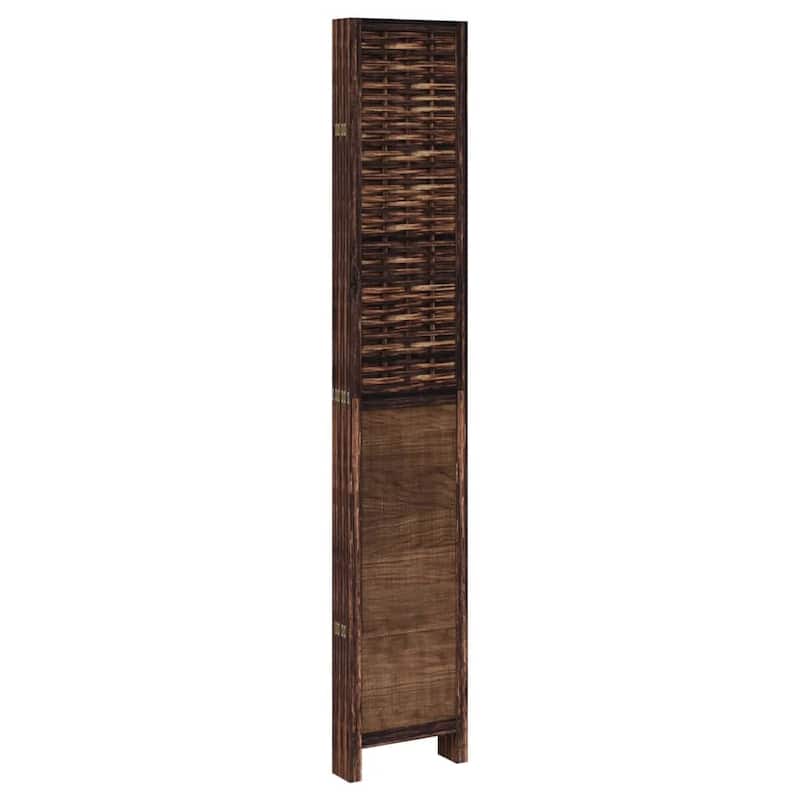 vidaXL Room Divider Privacy Screen Living Room Dark Brown Solid Wood Paulownia