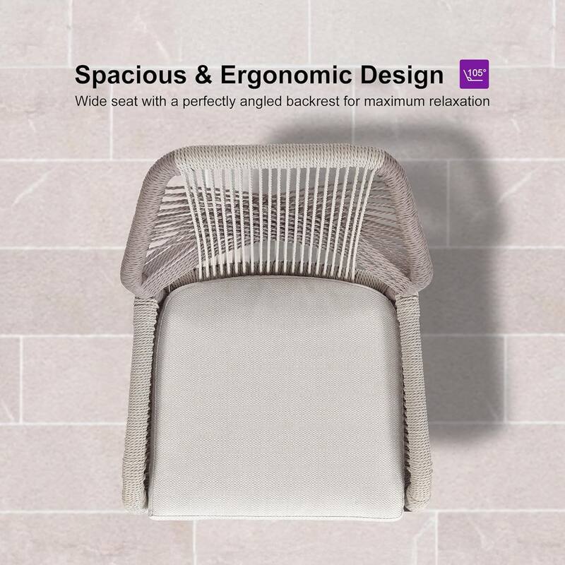 PURPLE LEAF Outdoor Bar Stools Chair Set of 2, All Weather Rattan and Aluminum Patio Bar Stool with Cushion